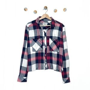 Rails Dylan Plaid Button Down Top White Indigo Blush